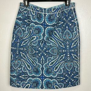 J. McLaughlin Helle Reversible Paisley Scuba Pencil Skirt Size M